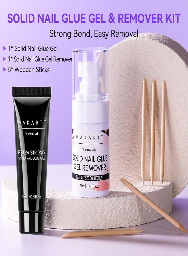 Makartt Nail Glue and Remover Kit: Super Strong Solid Gel for Press on Tips, 30ml Glues Remover for Easy Polish Removal, Nails Art Supplies for Salon and Home Use - Image 2